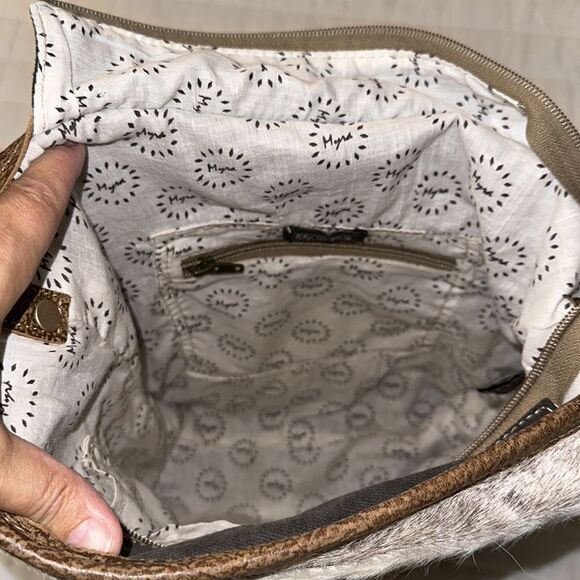 Myra Solidaster Crossbody Shoulder Upcycled Bag Leather Canvas Studded Floral - Picture 10 of 16